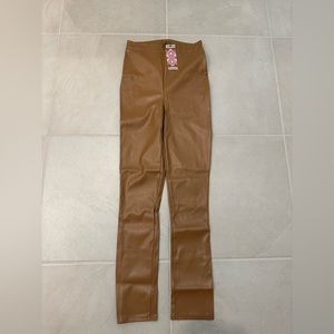 Brown Leather Leggings with Tag